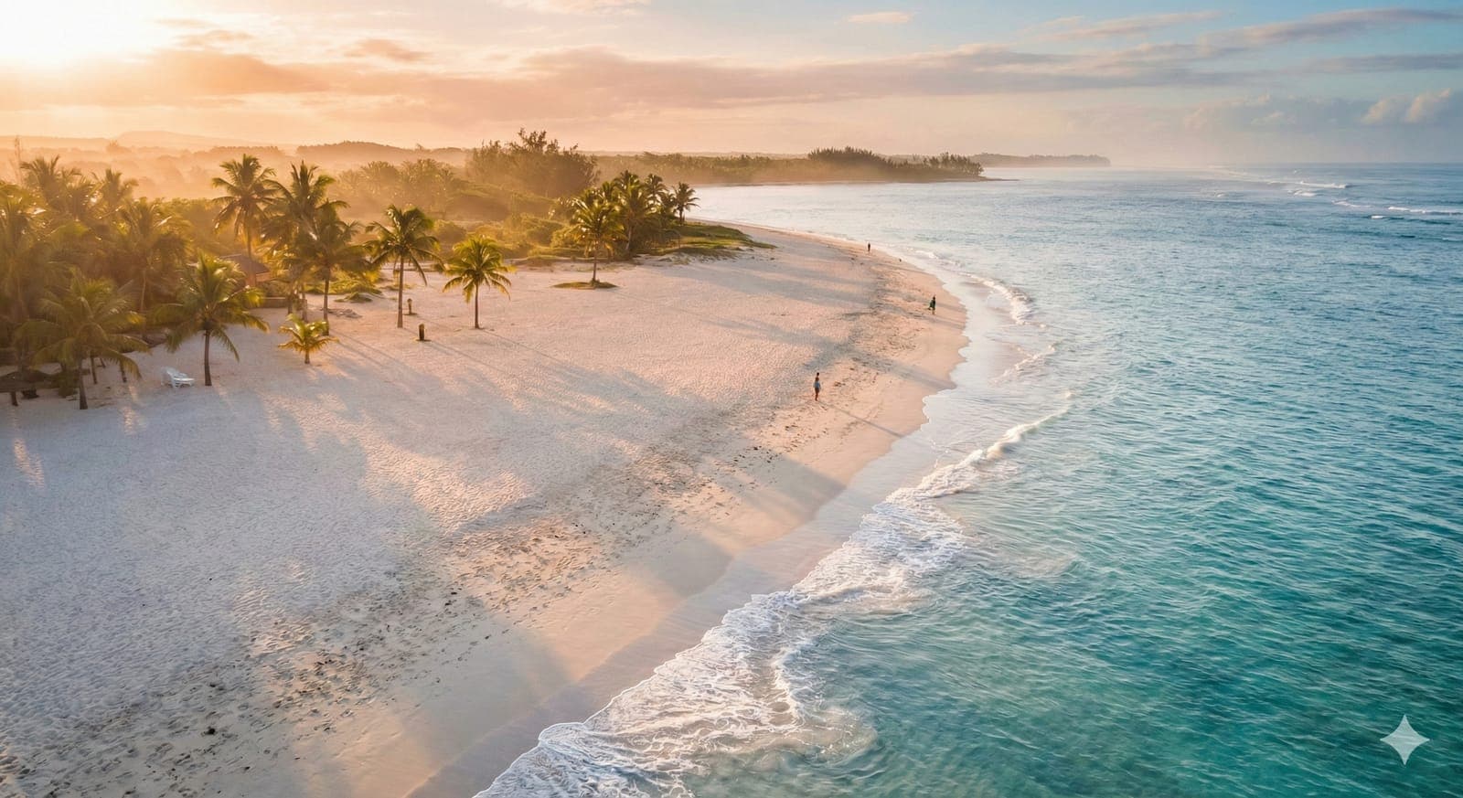 Plage de Belle Mare bordée d'hôtels et hébergements à Maurice