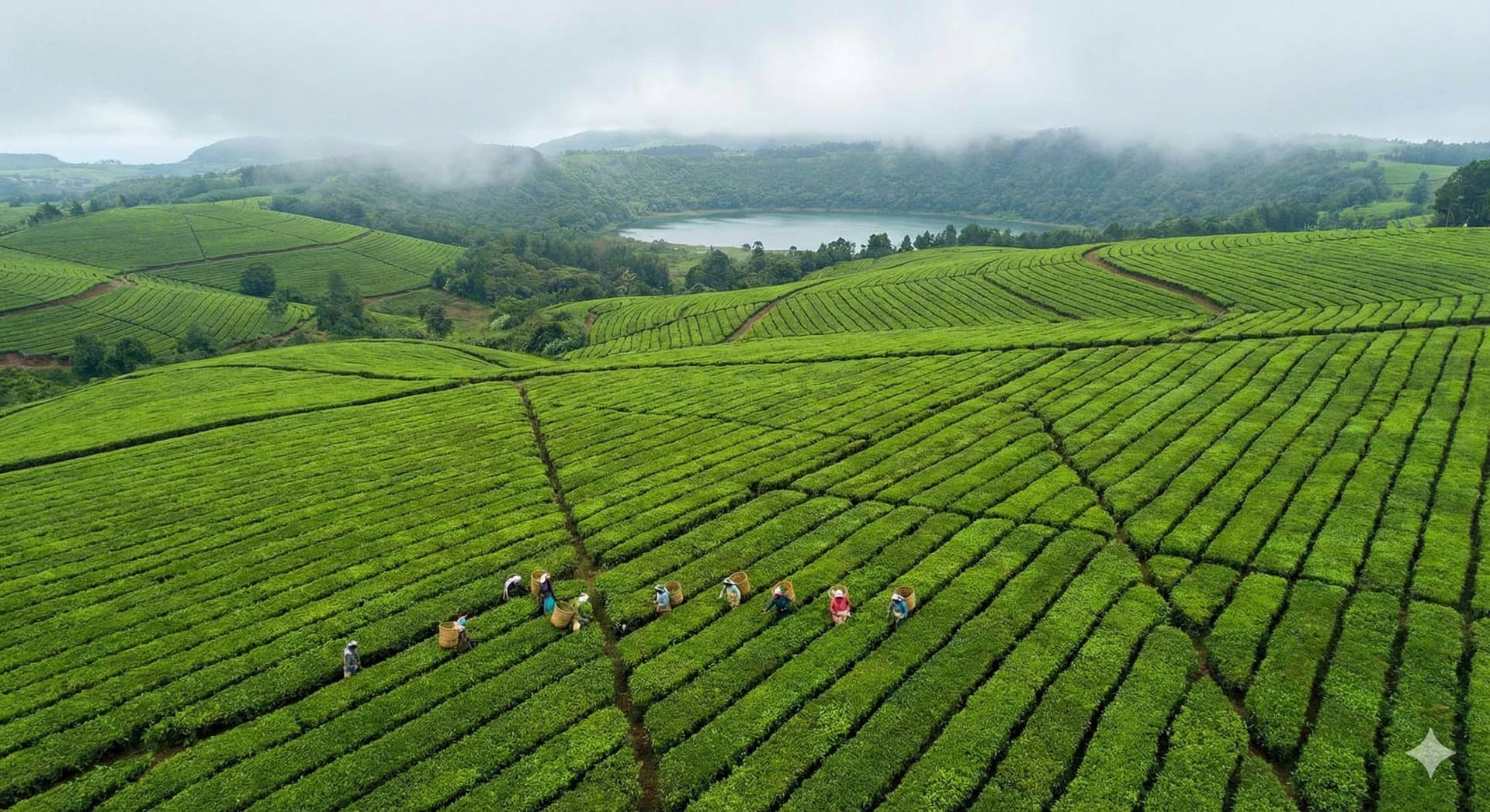 Plantation de thé avec vue panoramique à Bois Chéri