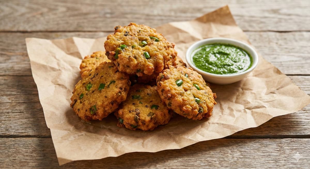 Gâteaux piment mauriciens avec chutney vert