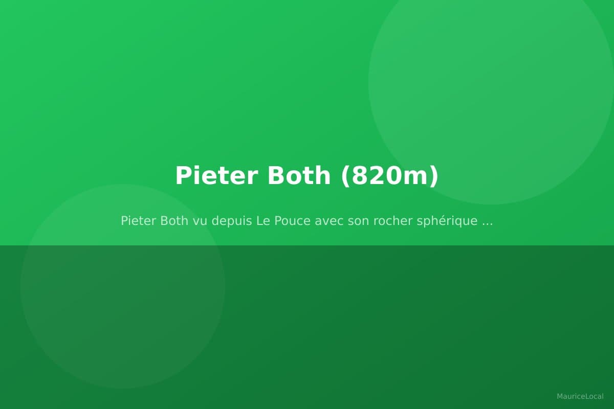 Pieter Both vu depuis Le Pouce avec son rocher sphérique au sommet