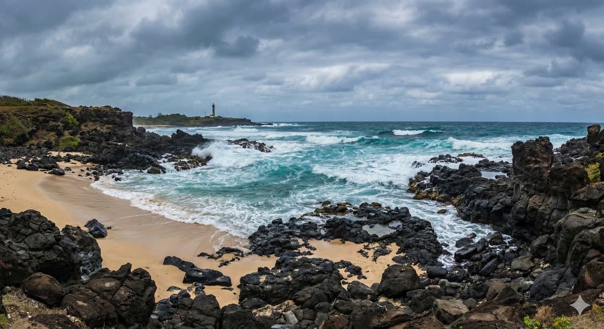 Lagon calme de la plage d'Albion