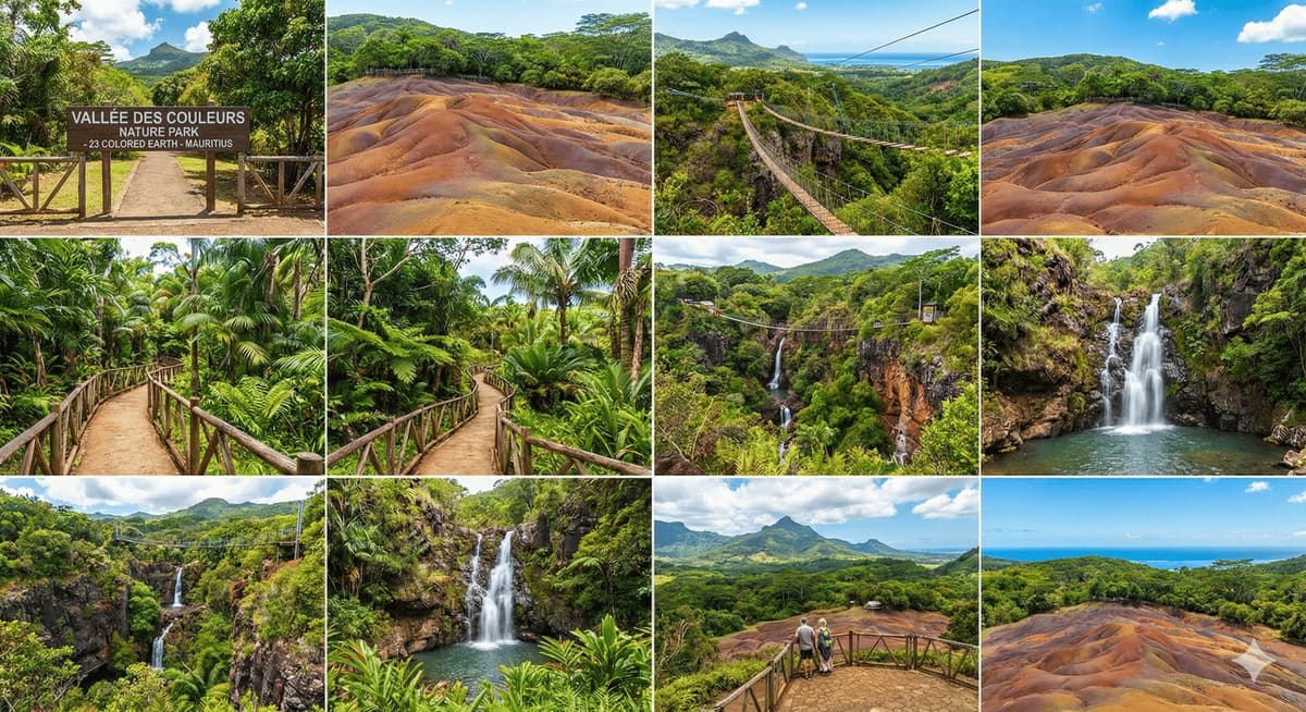 Vue panoramique Vallée des Couleurs avec cascades